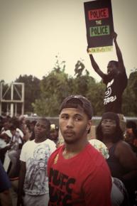 Protesting along West Florissant in Ferguson, Mo.